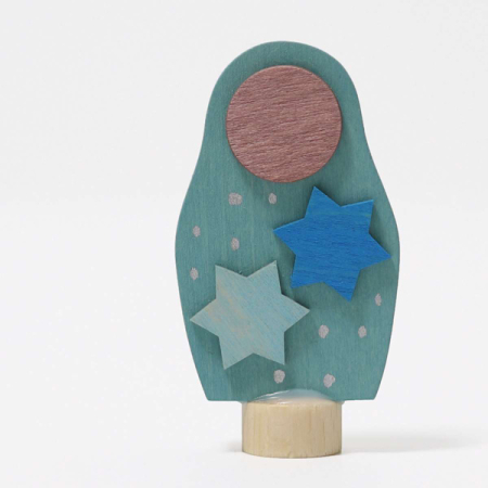Blue Matrushka with Stars Ornament for Birthday Ring