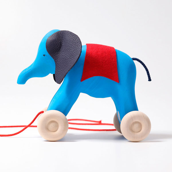 Classic World Pull Along Walking Toys,Wooden Pull Elephant Toy for Baby Toddler