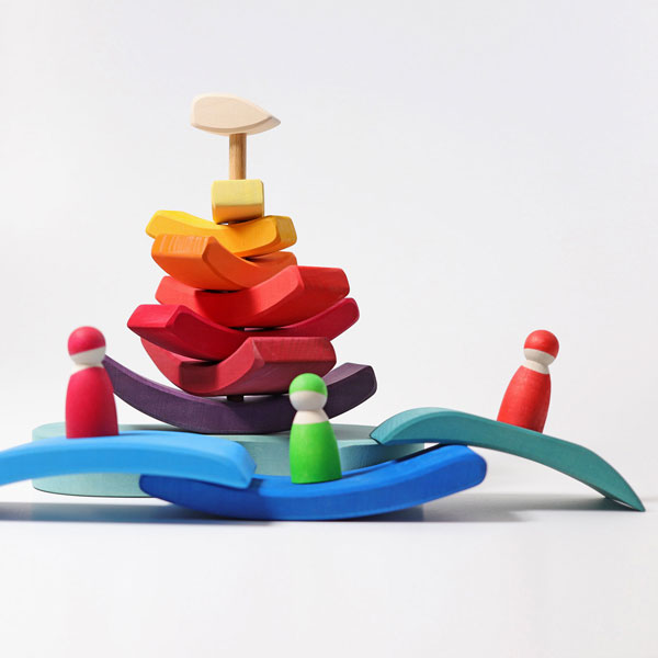 Grimm's Wooden Toys | Stacking Tower Boat