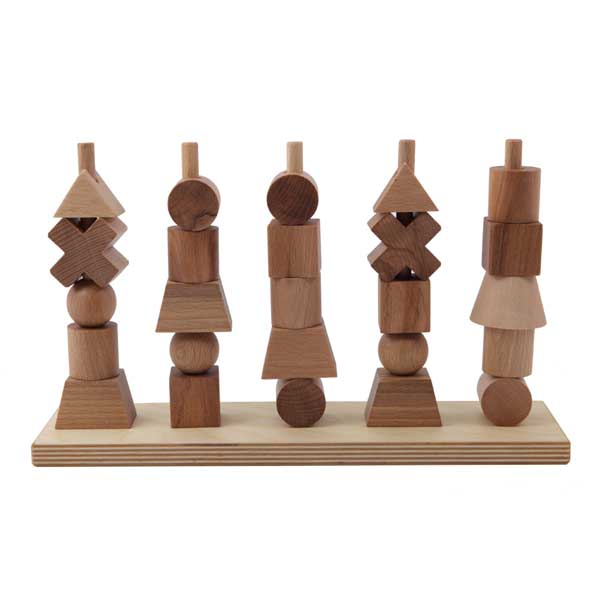 5-Across Shapes Stacking Toy Natural (Wooden Story)