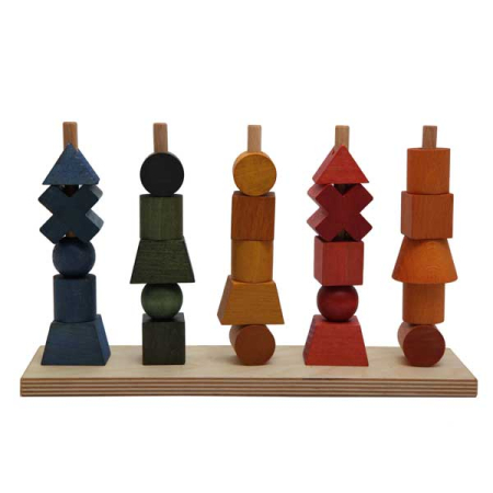 5-Across Shapes Stacking Toy Rainbow (Wooden Story)