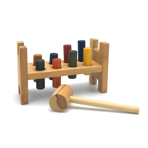 Wooden hammer and store peg toy