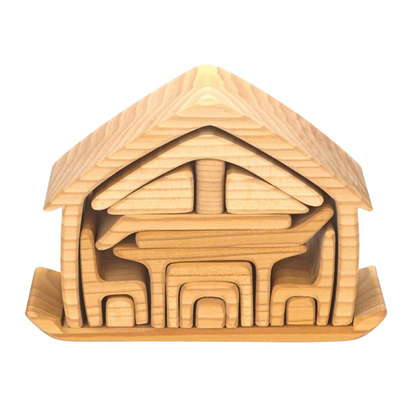 natural wood dollhouse