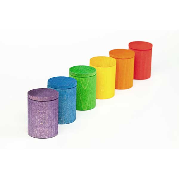 Colored Wooden Sorting Cups with Lids (Grapat)