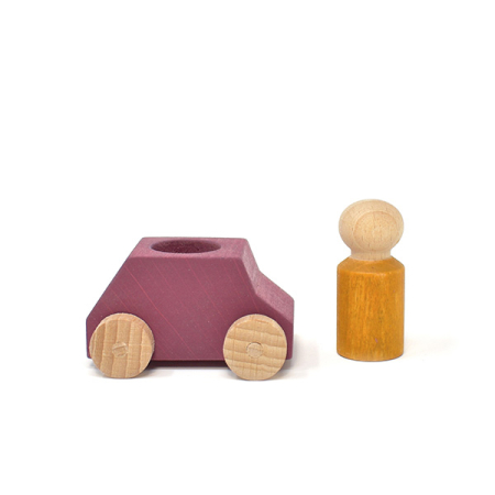 Lubulona Plum wooden car with figure