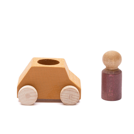 Lubulona Ochre Wooden Car with Figure