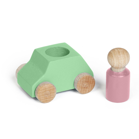 Lubulona Mint Wooden Car with Figure