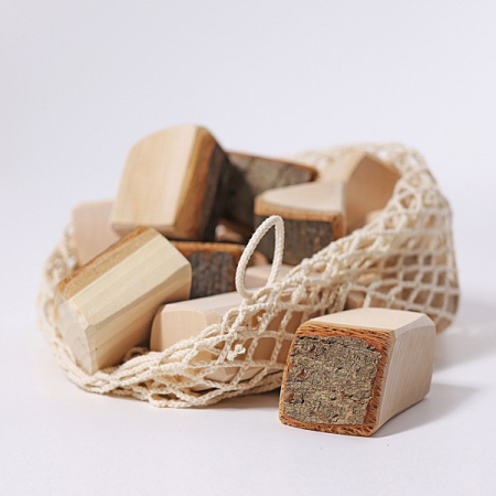Natural Waldorf Blocks with Bark (Grimm's)