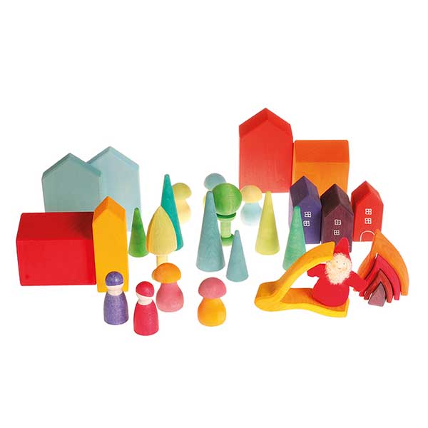 Pastel Rainbow Forest Set of Tree Figures for Pretend Play