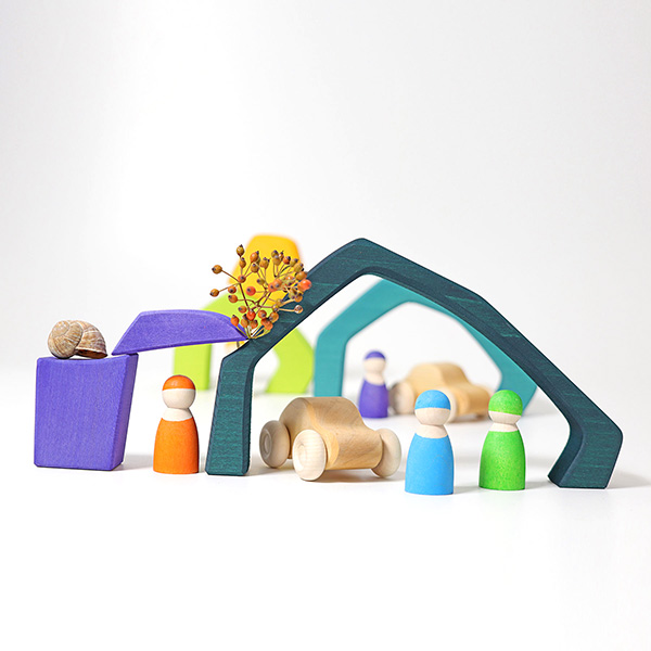 Grimms Cave Element Stacker Toys Grimms Small Nesting Puzzle Wooden Blocks Waldorf Building Blocks Toy Cave 