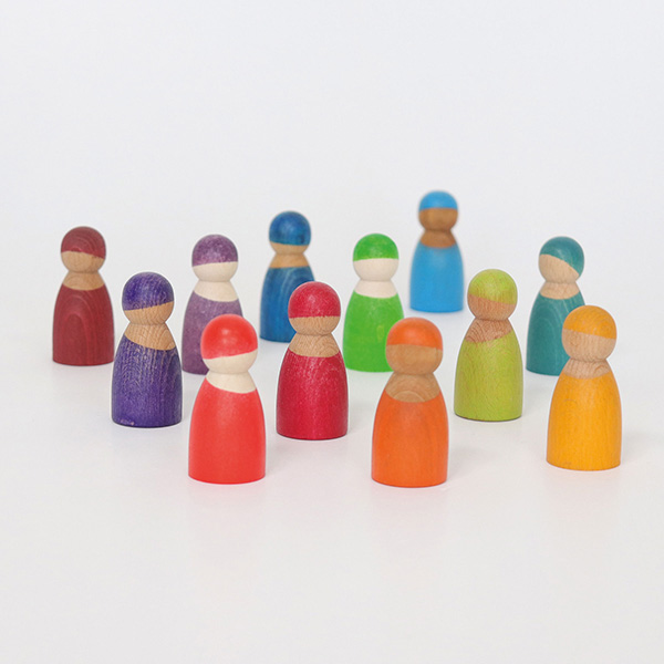 Christmas Set Of 12 Rainbow Friends Peg Dolls Wooden Pretend Play People Figures 