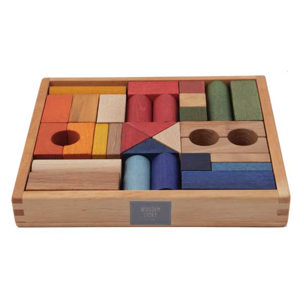 Childrens wooden shop block set