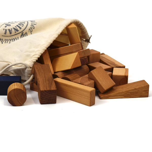 50 XL Wooden Blocks in a Bag Natural
