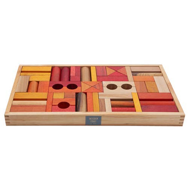 Warm blocks in tray - 54 pcs (Wooden Story)