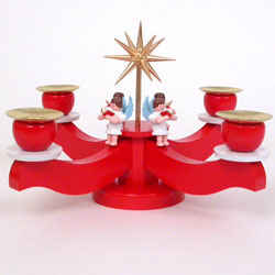Red Advent Candelabrum with Seated Angels