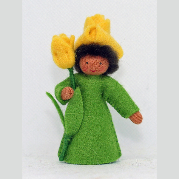 Yellow Tulip Fairy Medium Felt Doll