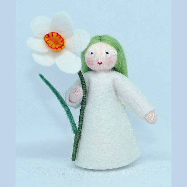 White Daffodil Flower Fairy Holding Flower Light