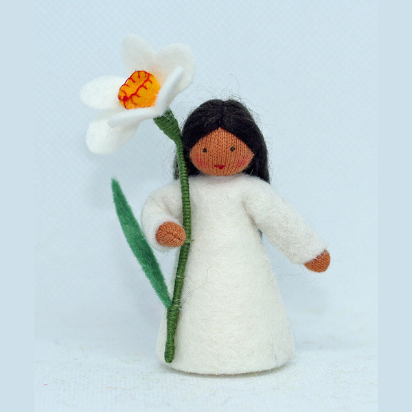 White Daffodil Flower Fairy Holding Flower Medium