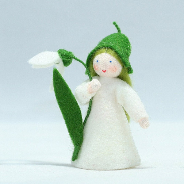 Snowdrop Fairy with Flower Felt Doll Light