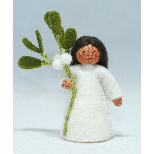 Mistletoe Fairy Felt Doll holding berry  medium