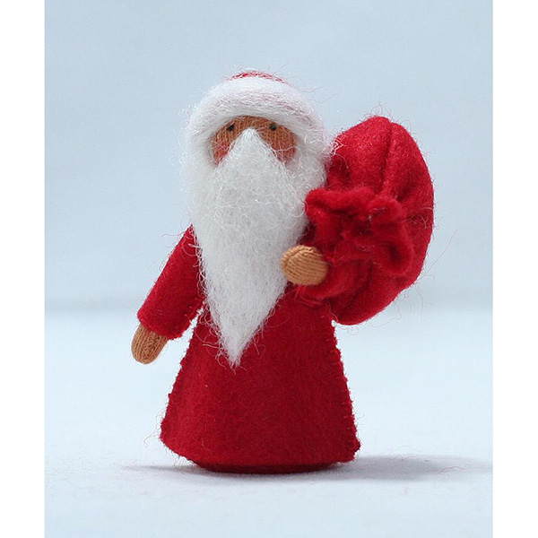 Santa Claus Felt Doll Holding Sack Medium