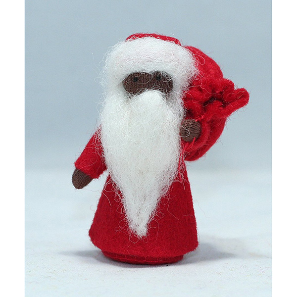 Santa Claus Felt Doll Holding Sack Dark