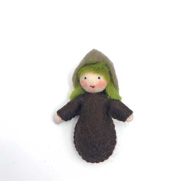 Seed Baby with Green Hair Felt Doll