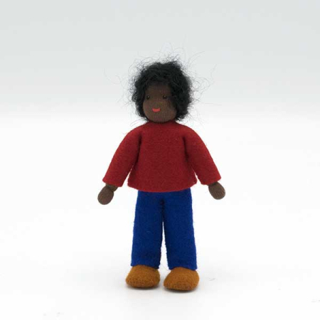 Dark Boy with Black Hair Dollhouse Doll