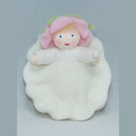 Flower Baby Felt Doll with Swaddle Sack and Pink Flower