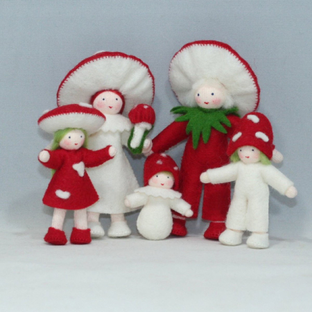 Family of Five Mushroom Fairy Dolls