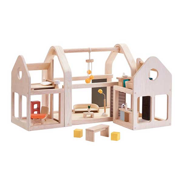 Wooden Dolls House  A B Gee with 7 pieces furniture Brand New 
