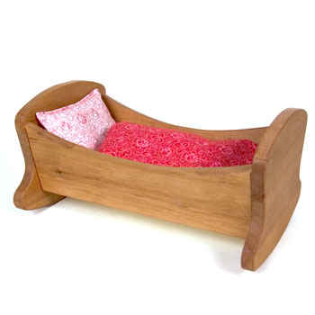 wooden doll cradle bedding