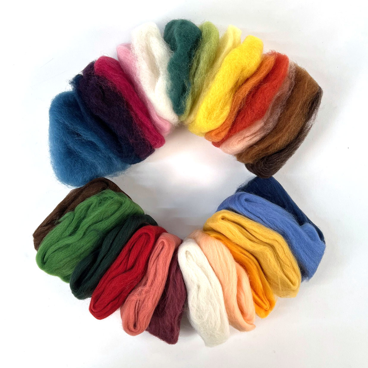 Group of 3 Multi-Colored Wool Packs for Felting