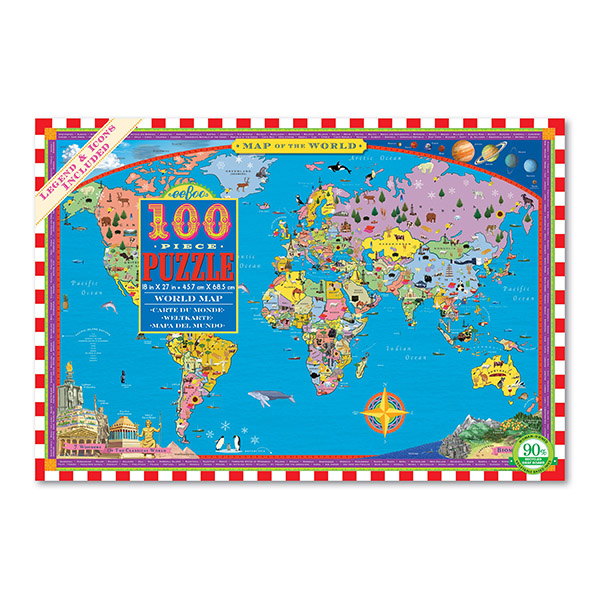 World Map 100 pieces Eeboo Puzzles for Children 