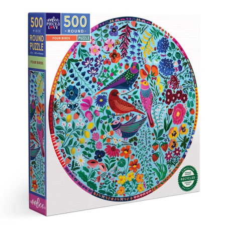 Four Birds 500 Piece Round Puzzle (eeBoo)