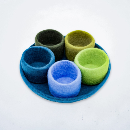 Felt Tidy Pod Organizer Tray and Bowls AQUA