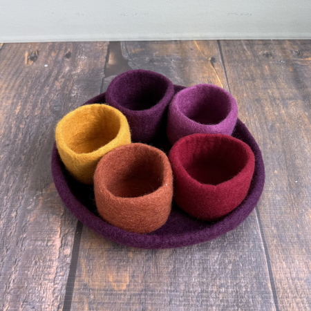 Felt Tidy Pod Organizer Tray and Bowls PLUM