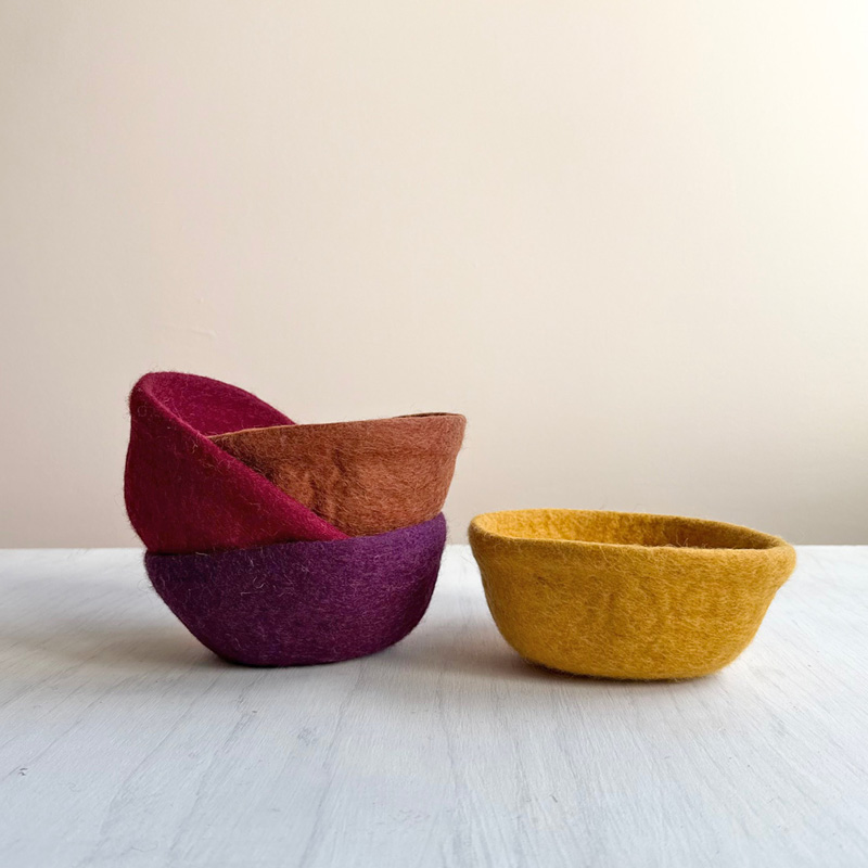 Felted Sorting Bowl Set of 4 WARM
