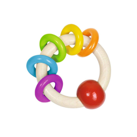 Wooden Rainbow Ring Grasping Toy - 5 Rings