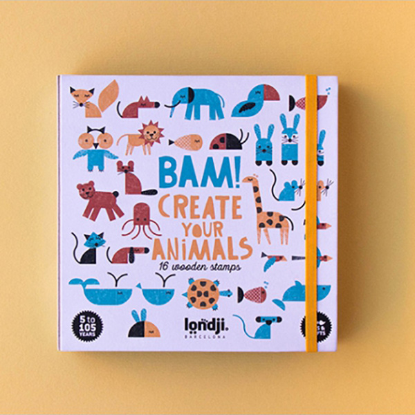 Bam! ANIMALS 16 Wooden Stamps (Londji)