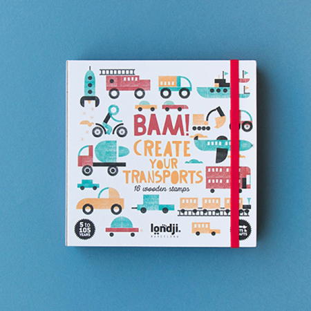 Bam! TRANSPORTS 16 Wooden Stamps (Londji)