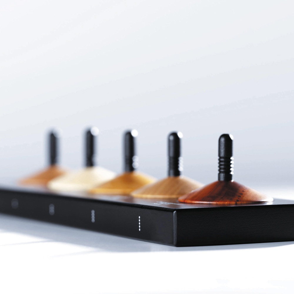 Set of 5 Wood Spinning Tops by Naef