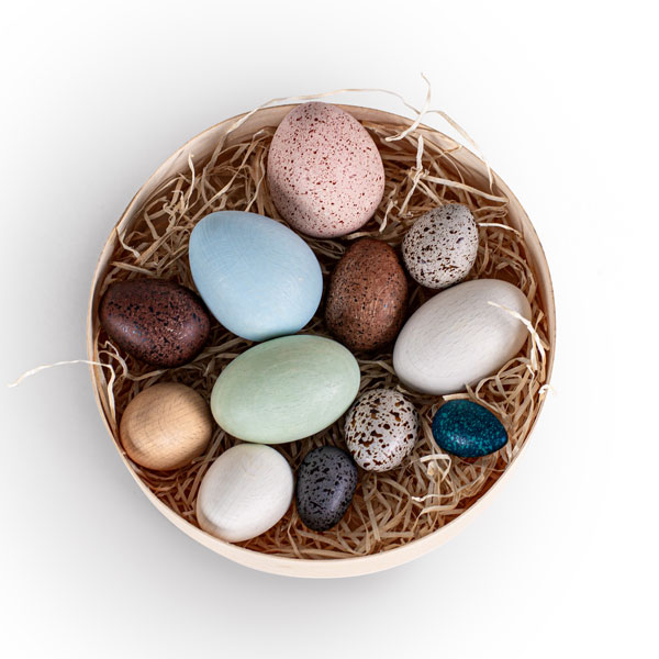 One Dozen Decorative Wooden Eggs (Erzi)