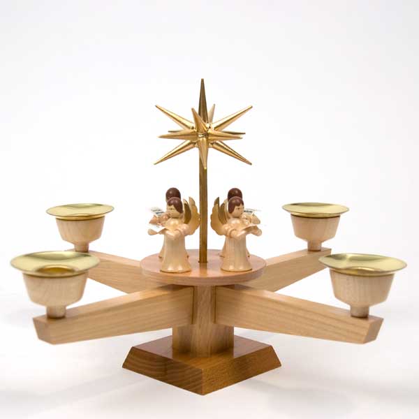 Simple Natural Candelabrum with Standing Angels
