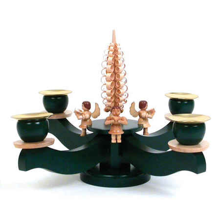 Green Advent Candelabrum with Seated Angels