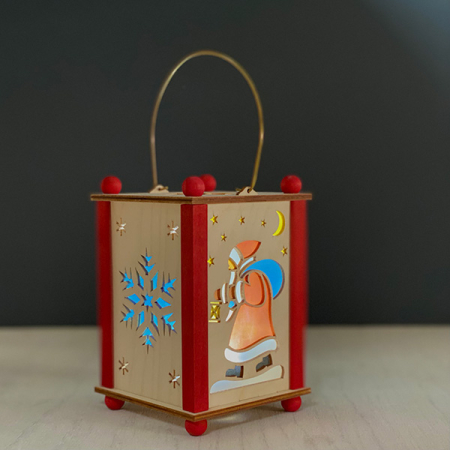 Erzgebirge Lantern with Santa Claus and Snowman