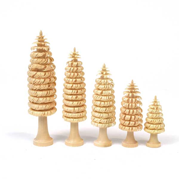 Hand Carved Wooden Christmas Tree Ornament Display