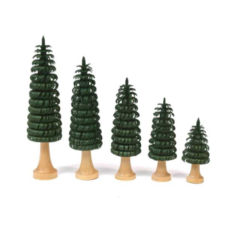 Erzgebirge Carved Tree Set Green