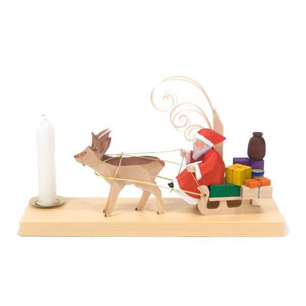 Santa with Deer-Drawn Sleigh Table Ornament