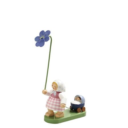 Girl with Violet and Doll Carriage (Autumn: Wendt und Kuehn)